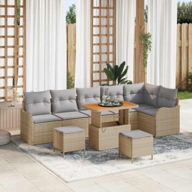 Conjunto de sofá de jardín 9 pcs Beige ratán sintético en Sofás de exterior | Comprar online en Foru.es