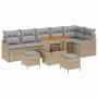 Conjunto de sofá de jardín 9 pcs Beige ratán sintético en Sofás de exterior | Comprar online en Foru.es