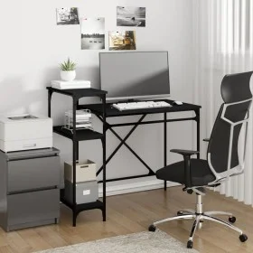 Desk with shelves black plywood 105x50x90 cm by vidaXL, Desks - Ref: Foro24-826714, Price: 66,60 €, Discount: %