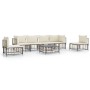 Set muebles de jardín 7 pzas y cojines ratán PE gris antracita de vidaXL, Sofás de exterior - Ref: Foro24-3186722, Precio: 55...