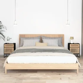Mesitas de noche 2 uds hierro y madera negro 40x30x55,5 cm de vidaXL, Mesitas de noche - Ref: Foro24-352094, Precio: 85,57 €,...