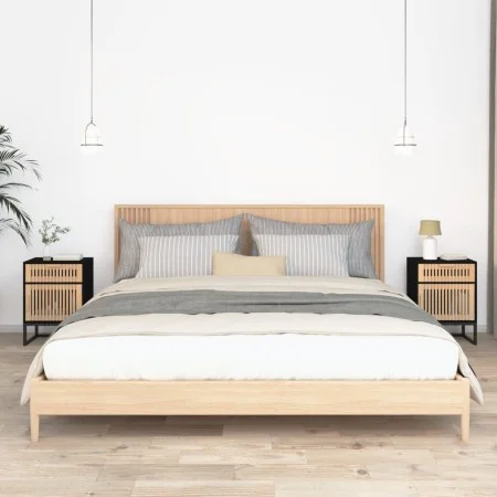 Mesitas de noche 2 uds hierro y madera negro 40x30x55,5 cm de vidaXL, Mesitas de noche - Ref: Foro24-352094, Precio: 85,57 €,...