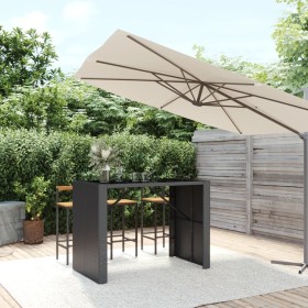 Mesa alta bar ratán PE y superficie vidrio negro 145x80x110 cm de vidaXL, Mesas de jardín - Ref: Foro24-362597, Precio: 254,2...