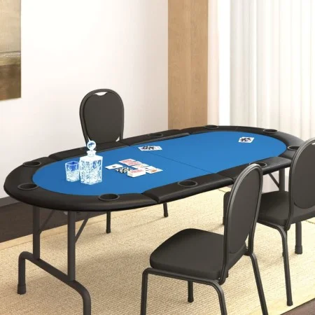 Folding poker board for 10 players blue 208x106x3 cm by vidaXL, Game and poker tables - Ref: Foro24-80401, Price: 138,13 €, D...