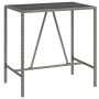 Mesa alta bar con superficie vidrio ratán PE gris 110x70x110 cm de vidaXL, Mesas de jardín - Ref: Foro24-362589, Precio: 136,...