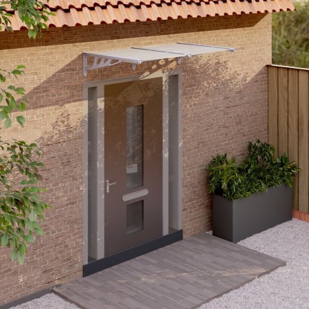 Marquesina puerta policarbonato gris y transparente 152,5x90 cm de vidaXL, Toldos - Ref: Foro24-153691, Precio: 63,75 €, Desc...