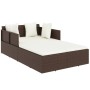 Tumbona con cojines ratán sintético marrón 182x118x63 cm de vidaXL, Camas para exteriores - Ref: Foro24-362266, Precio: 303,6...