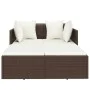 Tumbona con cojines ratán sintético marrón 182x118x63 cm de vidaXL, Camas para exteriores - Ref: Foro24-362266, Precio: 298,1...