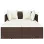 Tumbona con cojines ratán sintético marrón 182x118x63 cm de vidaXL, Camas para exteriores - Ref: Foro24-362266, Precio: 303,6...