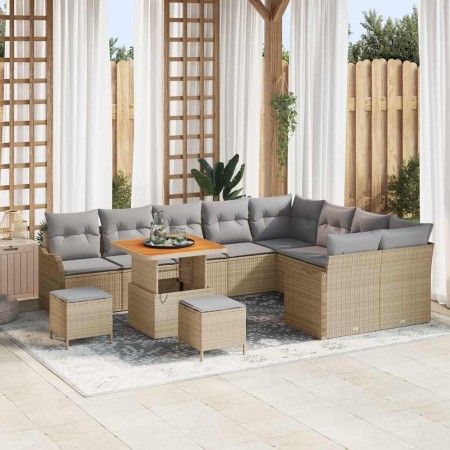 Conjunto de sofás de jardín 12 pcs Beige ratán sintético en Sofás de exterior | Comprar online en Foru.es