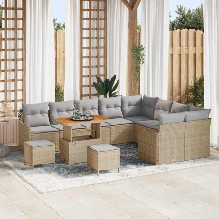 Conjunto de sofás de jardín 12 pcs Beige ratán sintético en Sofás de exterior | Comprar online en Foru.es