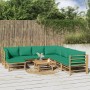 Set de muebles de jardín 9 piezas bambú con cojines verde de vidaXL, Conjuntos de jardín - Ref: Foro24-3155164, Precio: 693,3...