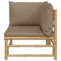Sofá esquinero de jardín bambú con cojines gris taupe de vidaXL, Sofás modulares de exterior - Ref: Foro24-362286, Precio: 13...