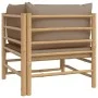 Sofá esquinero de jardín bambú con cojines gris taupe de vidaXL, Sofás modulares de exterior - Ref: Foro24-362286, Precio: 13...