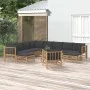 Set de muebles de jardín 12 pzas bambú con cojines gris oscuro de vidaXL, Conjuntos de jardín - Ref: Foro24-3155226, Precio: ...
