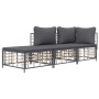 Juego de muebles de jardín 3 pzas cojines antracita ratán PE de vidaXL, Sofás de exterior - Ref: Foro24-3186725, Precio: 221,...