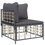 Juego de muebles de jardín 3 pzas cojines antracita ratán PE de vidaXL, Sofás de exterior - Ref: Foro24-3186725, Precio: 221,...