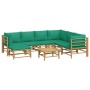 Set de muebles de jardín 8 piezas bambú con cojines verde de vidaXL, Conjuntos de jardín - Ref: Foro24-3155159, Precio: 628,5...