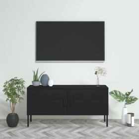 Mueble para TV de acero negro 105x35x50 cm en Muebles TV | Comprar online en Foru.es
