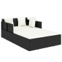 Tumbona con cojines ratán sintético negro 182x118x63 cm de vidaXL, Camas para exteriores - Ref: Foro24-362267, Precio: 355,99...