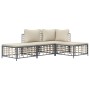 Juego de muebles de jardín 4 pzas y cojines ratán PE antracita de vidaXL, Sofás de exterior - Ref: Foro24-3186726, Precio: 29...
