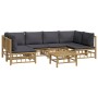 Set de muebles de jardín 7 piezas bambú con cojines gris oscuro de vidaXL, Conjuntos de jardín - Ref: Foro24-3155230, Precio:...
