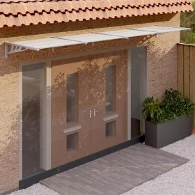 Marquesina puerta policarbonato gris y transparente 396x90 cm de vidaXL, Toldos - Ref: Foro24-153696, Precio: 119,29 €, Descu...