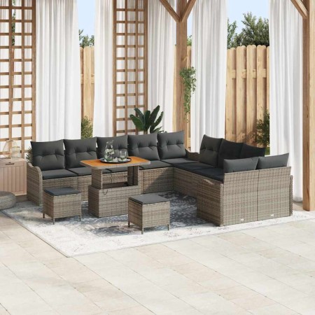 Conjunto de sofá de jardín 13 pcs Gris ratán sintético en Sofás de exterior | Comprar online en Foru.es