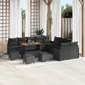 Conjunto de sofá de jardín 14 pcs Negro ratán sintético en Sofás de exterior | Comprar online en Foru.es