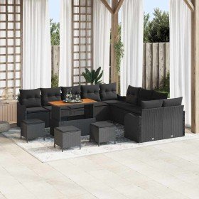 Conjunto de sofá de jardín 14 pcs Negro ratán sintético en Sofás de exterior | Comprar online en Foru.es