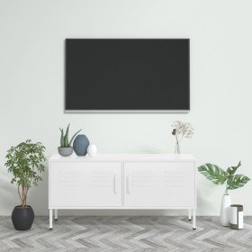 Mueble para TV de acero blanco 105x35x50 cm en Muebles TV | Comprar online en Foru.es