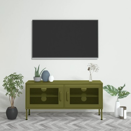 Mueble de TV verde oliva 105x35x50 cm acero en Muebles TV | Comprar online en Foru.es