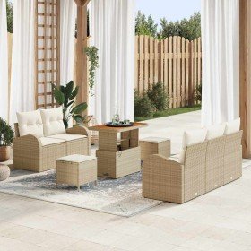 Conjunto de sofás de jardín 8 pcs Beige ratán sintético en Sofás de exterior | Comprar online en Foru.es