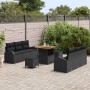Conjunto de sofá de jardín con cojín 9 pcs Negro Poliratán en Sofás de exterior | Comprar online en Foru.es