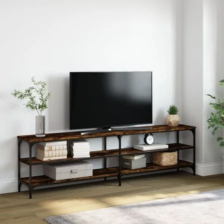 Mueble TV metal y madera contrachapada roble humo 180x30x50cm de vidaXL, Muebles TV - Ref: Foro24-826756, Precio: 84,43 €, De...