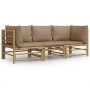 Set de muebles de jardín 3 piezas bambú y cojines gris taupe de vidaXL, Conjuntos de jardín - Ref: Foro24-3155119, Precio: 42...