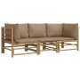 Set de muebles de jardín 3 piezas bambú y cojines gris taupe de vidaXL, Conjuntos de jardín - Ref: Foro24-3155119, Precio: 42...