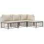 Juego de muebles de jardín 4 pzas cojines antracita ratán PE de vidaXL, Sofás de exterior - Ref: Foro24-3186730, Precio: 311,...