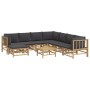 Set de muebles de jardín 9 piezas bambú con cojines gris oscuro de vidaXL, Conjuntos de jardín - Ref: Foro24-3155228, Precio:...