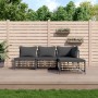 Juego de muebles de jardín cojines antracita ratán PE 4 pzas de vidaXL, Sofás de exterior - Ref: Foro24-3186731, Precio: 297,...