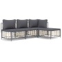 Juego de muebles de jardín cojines antracita ratán PE 4 pzas de vidaXL, Sofás de exterior - Ref: Foro24-3186731, Precio: 297,...