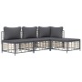 Juego de muebles de jardín cojines antracita ratán PE 4 pzas de vidaXL, Sofás de exterior - Ref: Foro24-3186731, Precio: 297,...