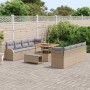 Conjunto de sofá de jardín con cojín 11 pcs Beige Poliratán en Sofás de exterior | Comprar online en Foru.es