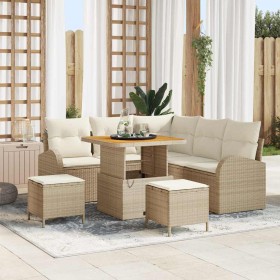 Conjunto de sofá de jardín con cojín 8 pcs Beige Poliratán en Sofás de exterior | Comprar online en Foru.es