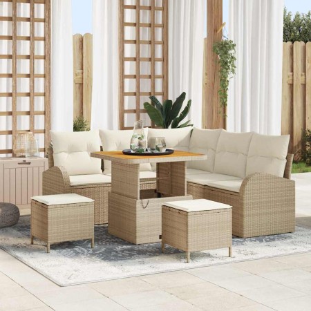 Conjunto de sofá de jardín con cojín 8 pcs Beige Poliratán en Sofás de exterior | Comprar online en Foru.es