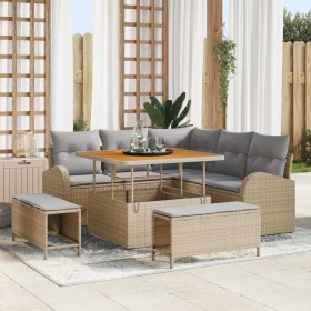 Conjunto de sofá de jardín con cojín 8 pcs Beige Poliratán en Sofás de exterior | Comprar online en Foru.es
