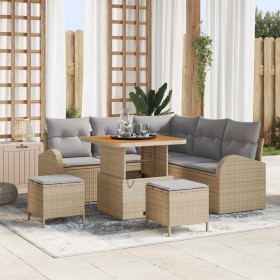 Conjunto de sofá de jardín con cojín 8 pcs Beige Poliratán en Sofás de exterior | Comprar online en Foru.es