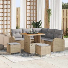 Conjunto de sofá de jardín con cojín 8 pcs Beige Poliratán en Sofás de exterior | Comprar online en Foru.es