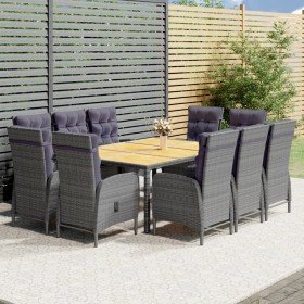 Set de comedor de jardín 11 pzas ratán sintético gris en Conjuntos de jardín | Comprar online en Foru.es