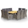Set de comedor de jardín 11 pzas ratán sintético gris en Conjuntos de jardín | Comprar online en Foru.es
